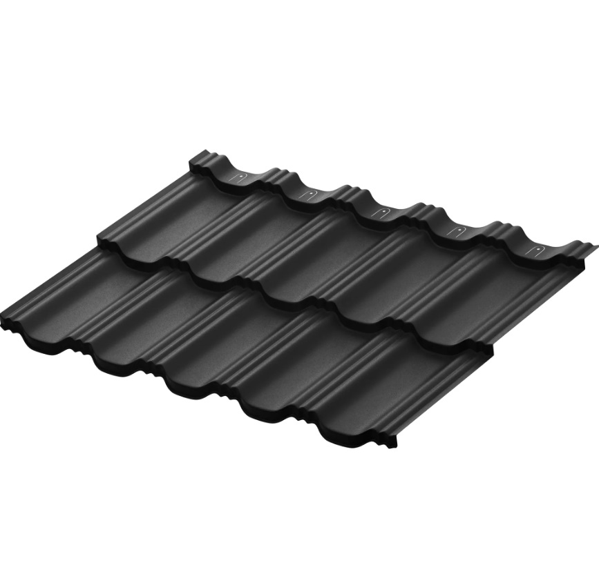 Металлочерепица Гётеборг Rooftop Бархат Чёрный матовый RAL 9005 Matt 1205х765мм