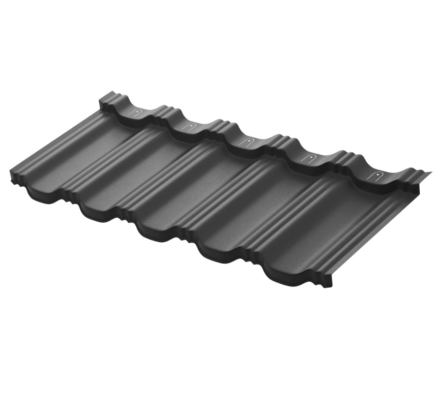Металлочерепица Гётеборг Rooftop Бархат Графит матовый RAL 7016 Matt 1205х415мм