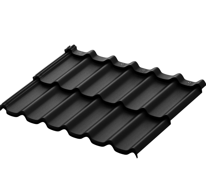 Металлочерепица Стокгольм Rooftop Бархат Чёрный матовый RAL 9005 Matt 1м2
